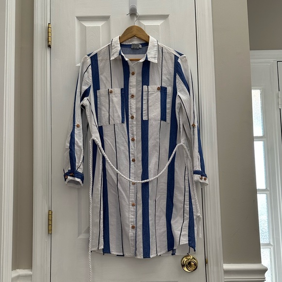 Greek island shirt-dress with white corded belt - Small - Picture 7 of 7